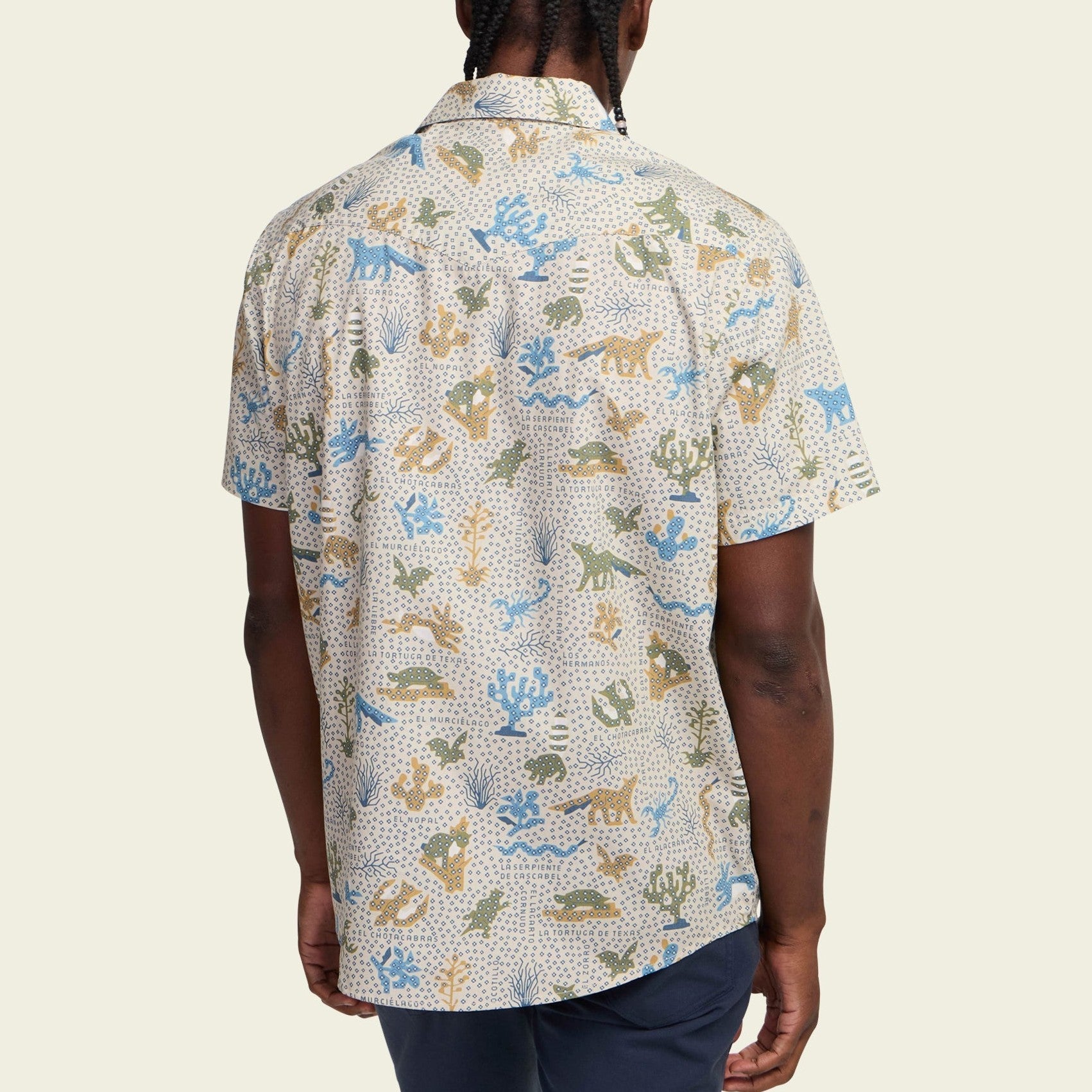 Roper's Clothing print cotton pearl snap shirt in Ecosistema: Sand, fabric close-up