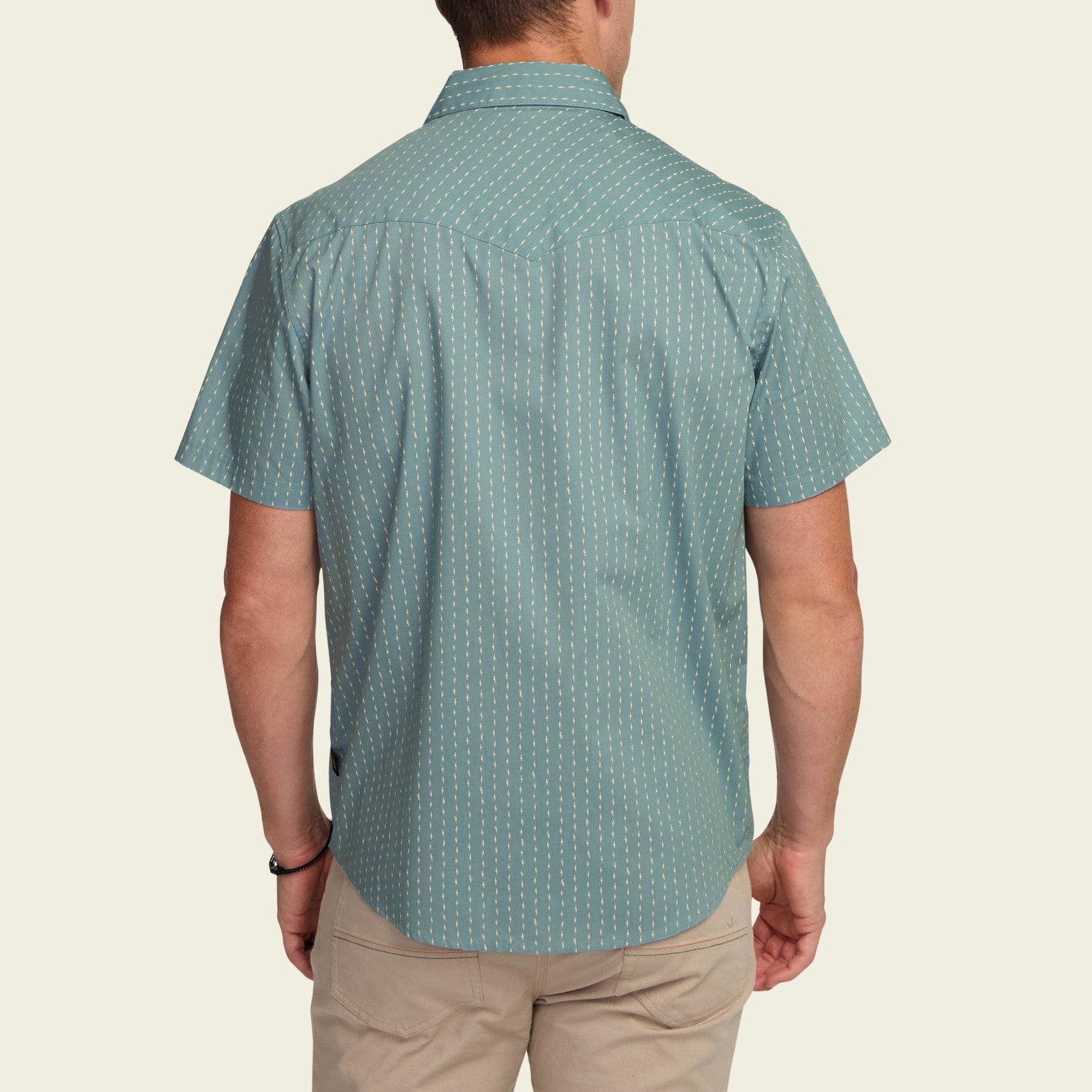 Roper's Clothing print cotton pearl snap shirt in Power Lines: Smoke Blue, fabric close-up