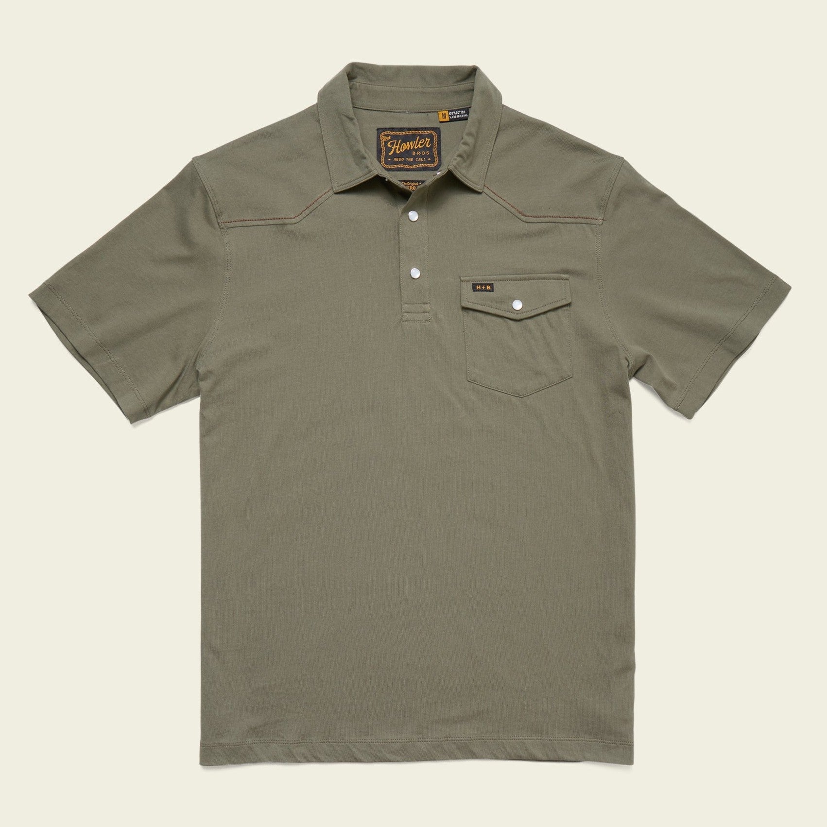 Roper's Clothing solid cotton western polo in Cadet, front view