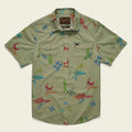 Roper's Clothing print cotton pearl snap shirt in Vision Quest: Olive, front view