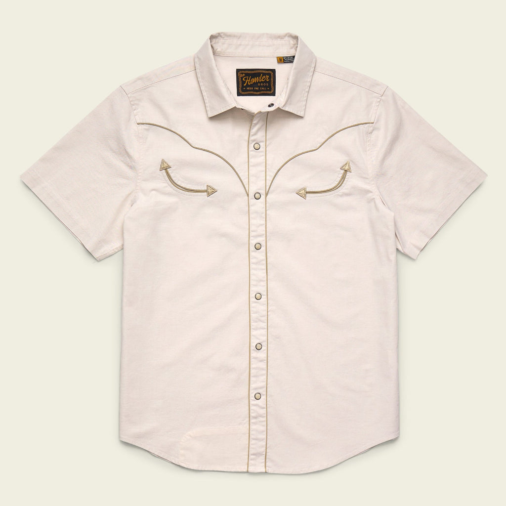 Roper's Clothing solid cotton western snap shirt in Sand, front view