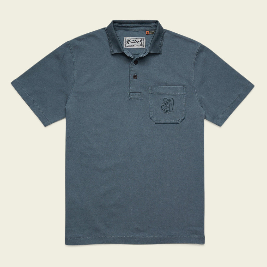 Roper's Clothing solid cotton polo in Dark Slate, front view
