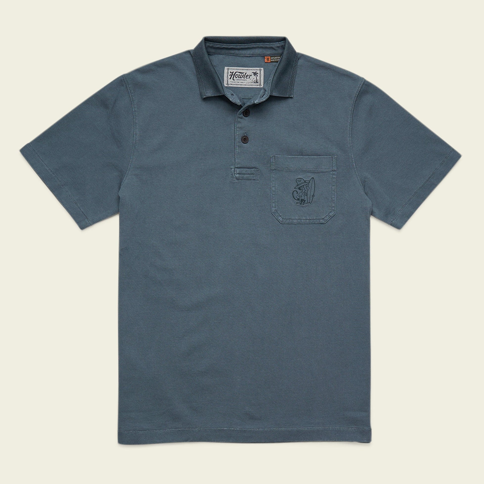Roper's Clothing solid cotton polo in Dark Slate, front view