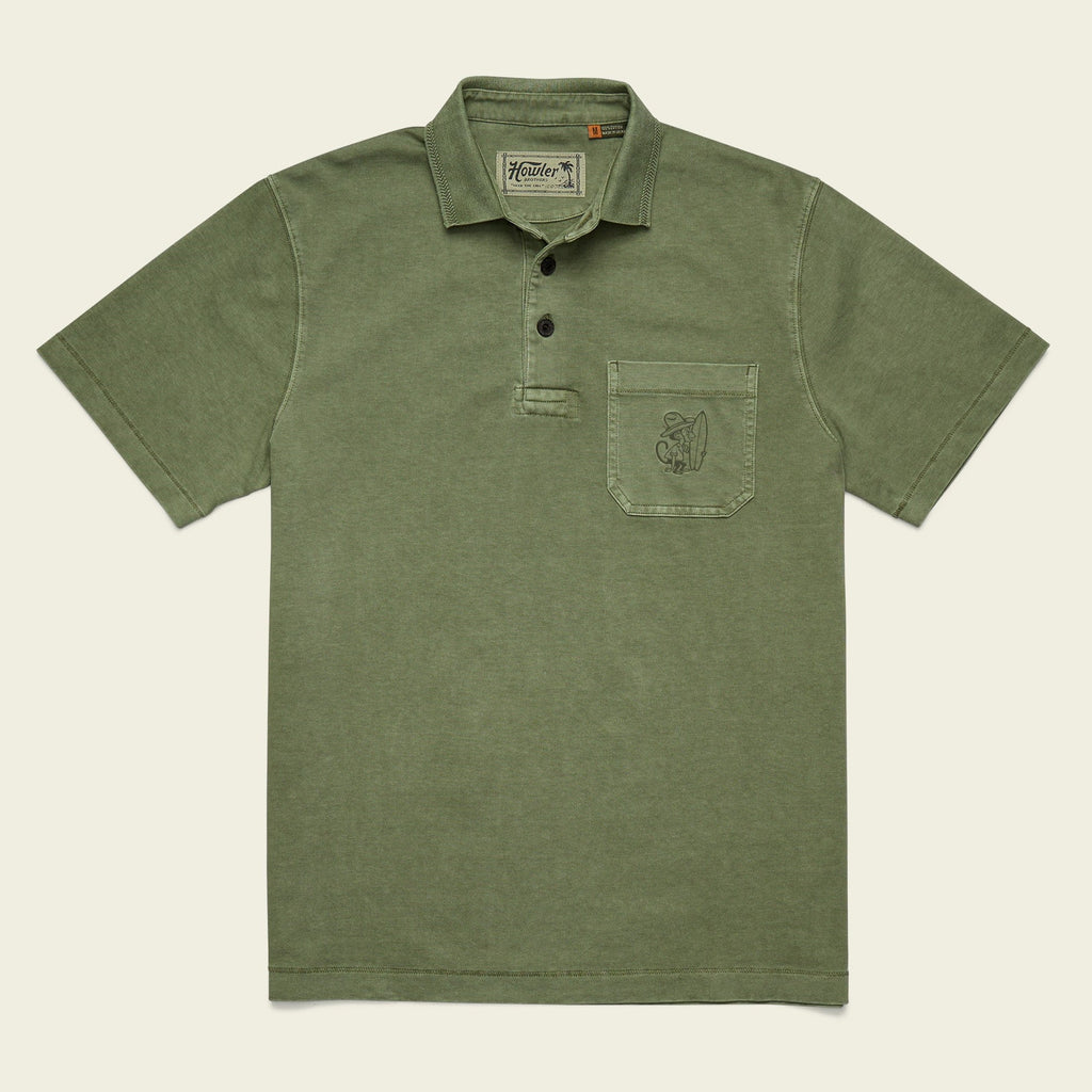 Roper's Clothing solid cotton polo in Jungle, front view