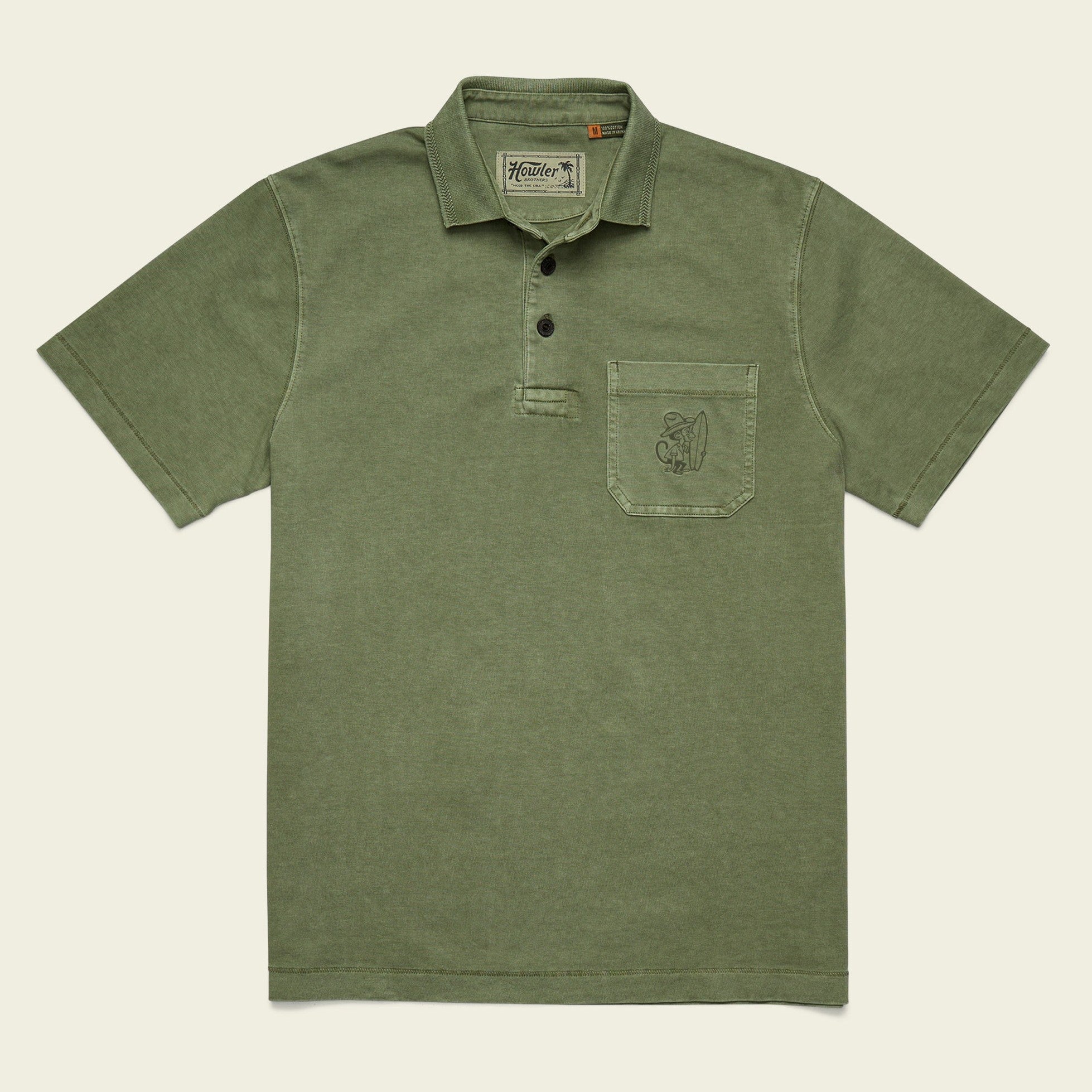 Roper's Clothing solid cotton polo in Jungle, front view