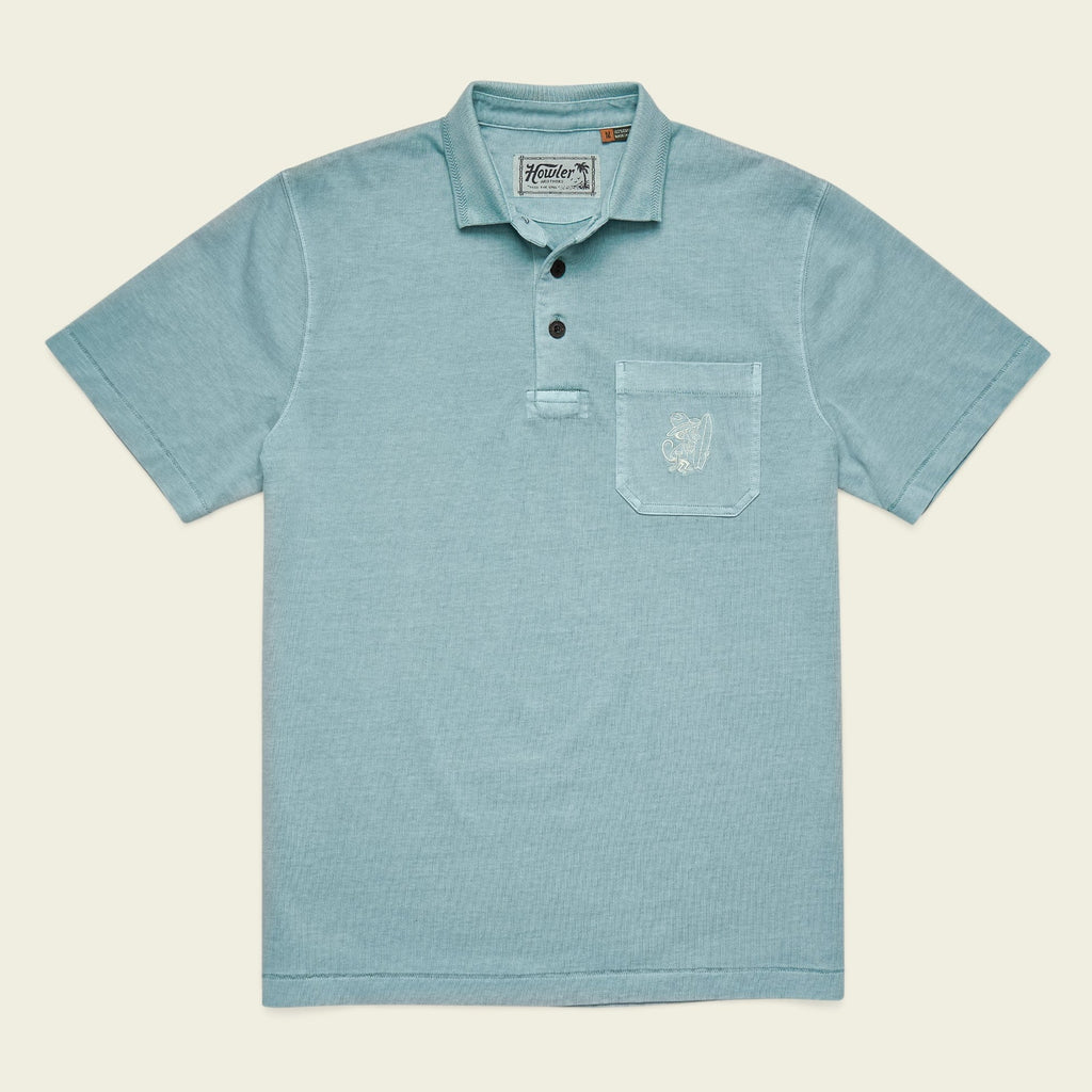 Roper's Clothing solid cotton polo in Riviera Blue, front view
