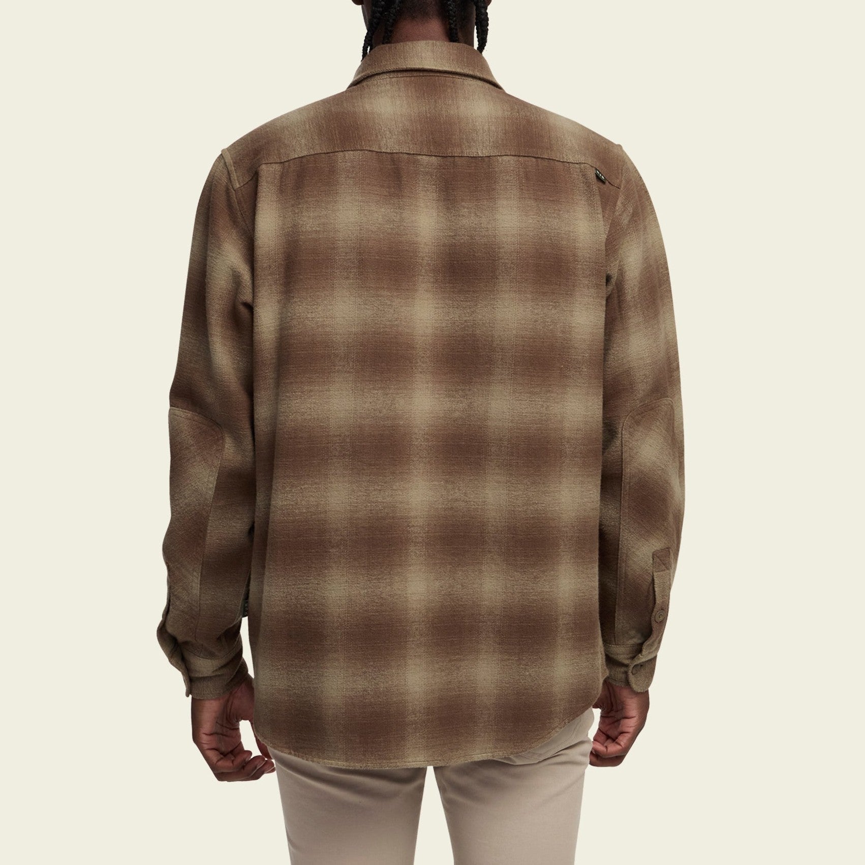 Roper's Clothing plaid flannel shirt in Emmett Plaid: Aloe, fabric close-up