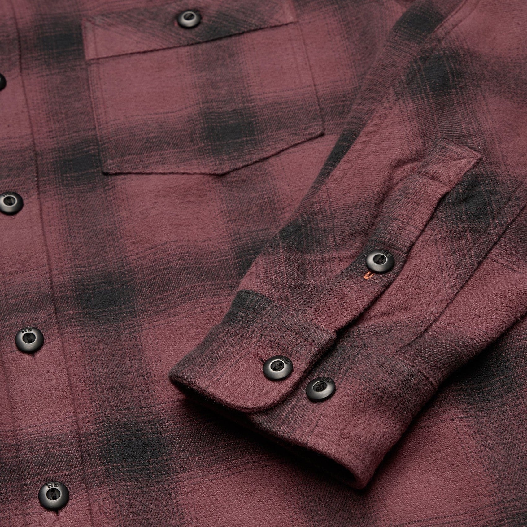 Roper's Clothing plaid flannel shirt in Emmett Plaid: Plum Wine, worn on model