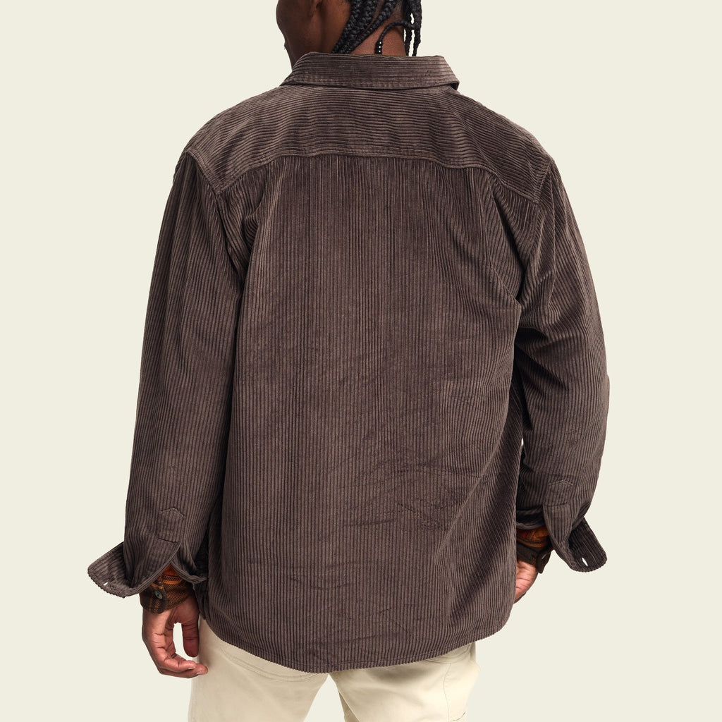 Roper's Clothing solid corduroy overshirt in Cocoa, fabric close-up