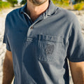 Roper's Clothing solid cotton polo in Dark Slate, back view