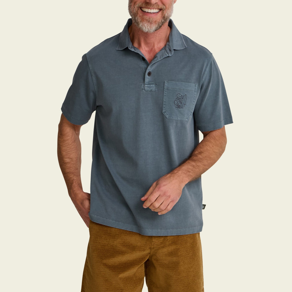 Roper's Clothing solid cotton polo in Dark Slate, cuff and sleeve detail