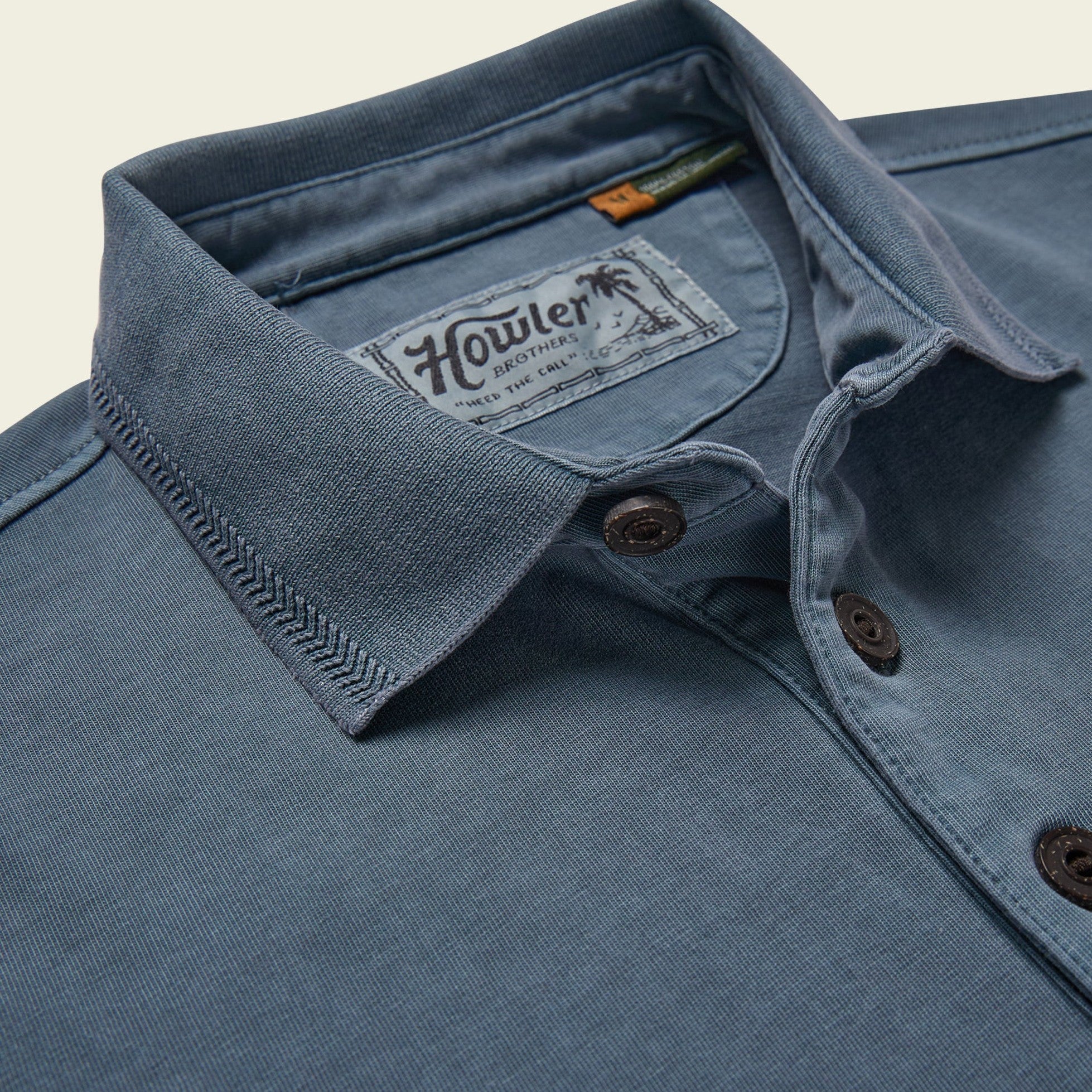 Roper's Clothing solid cotton polo in Dark Slate, fabric close-up