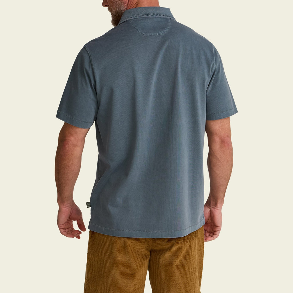 Roper's Clothing solid cotton polo in Dark Slate, worn on model