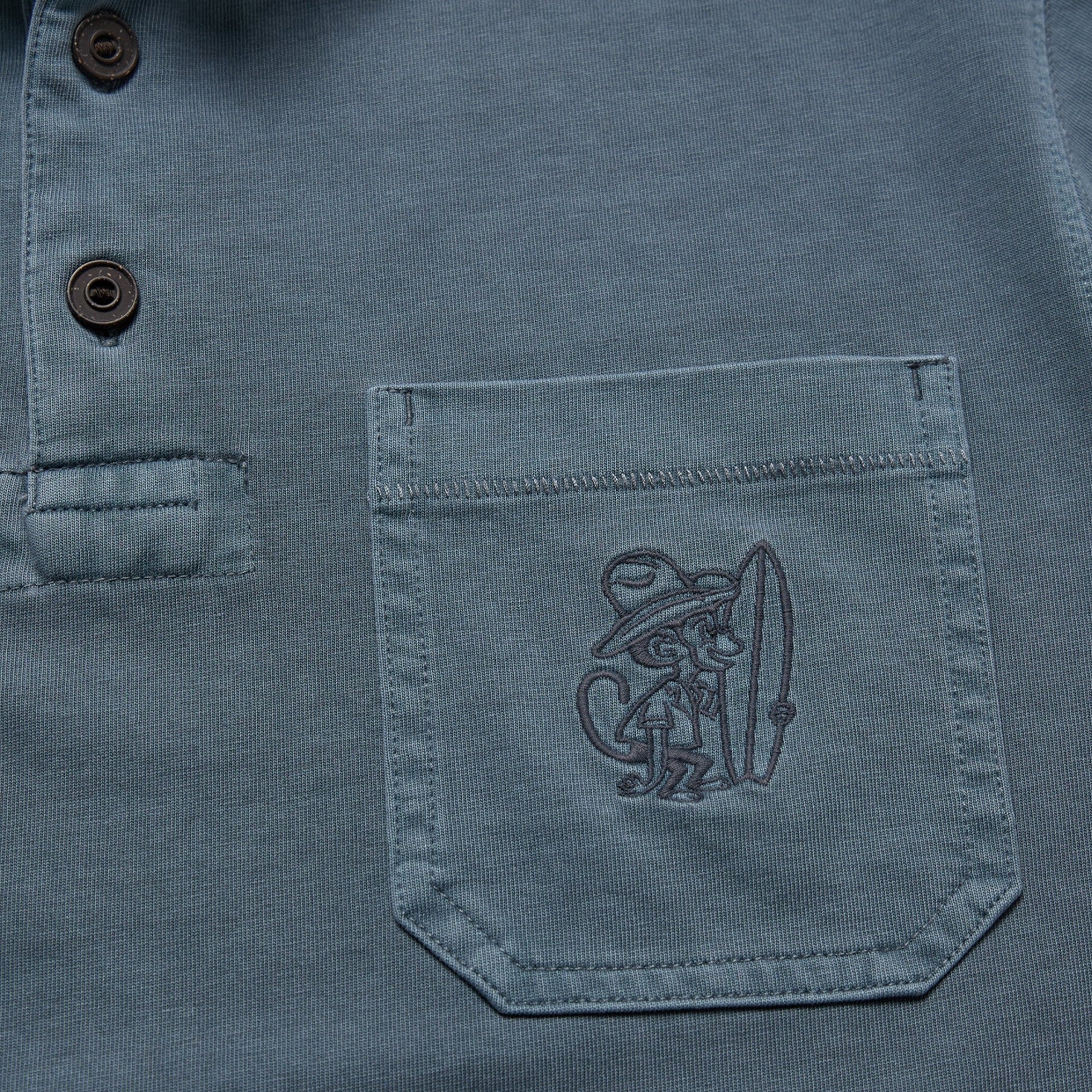 Roper's Clothing solid cotton polo in Dark Slate, collar detail
