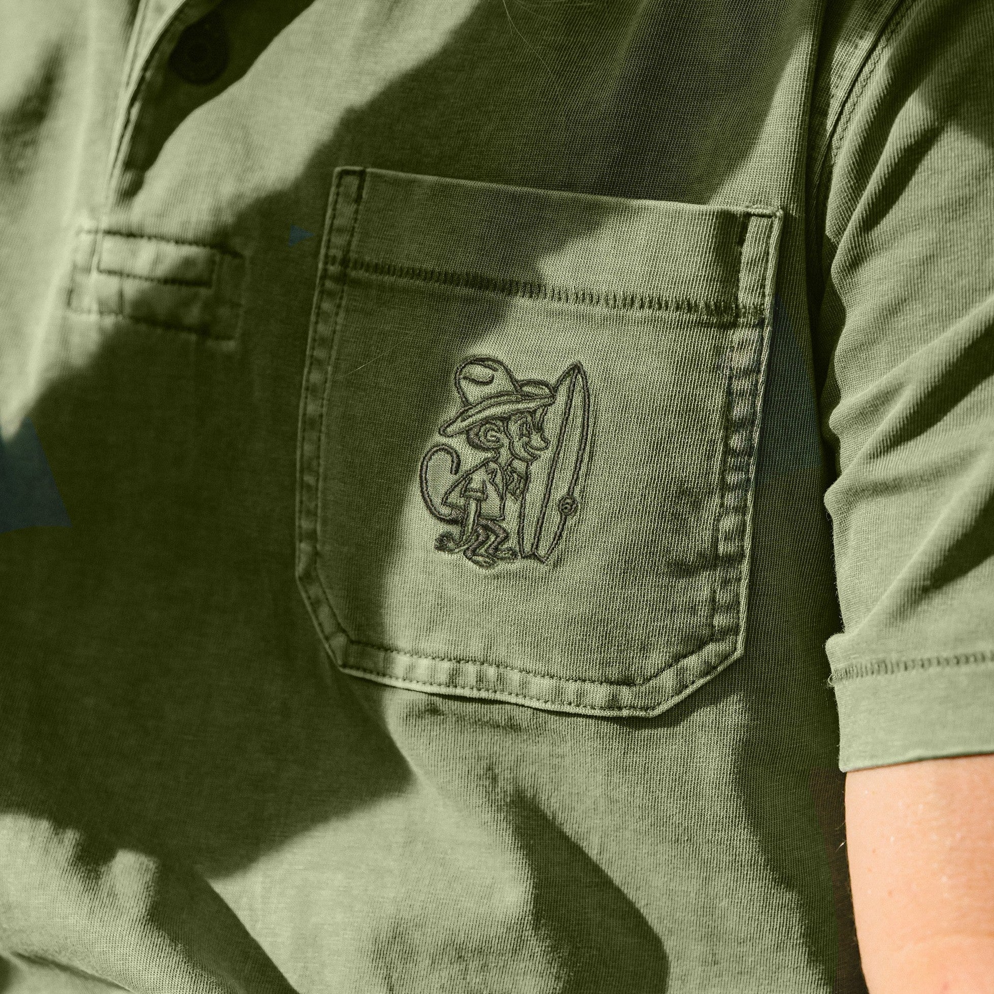 Roper's Clothing solid cotton polo in Jungle, back view