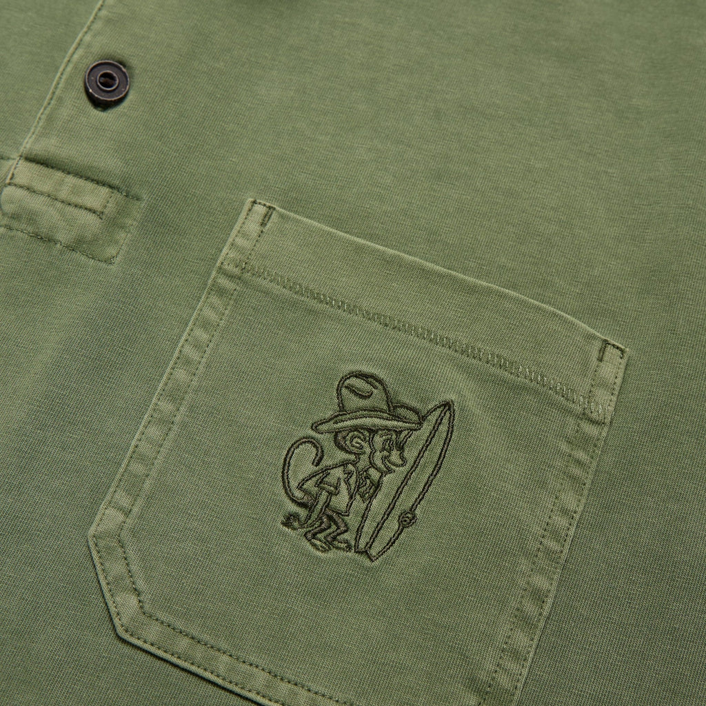 Roper's Clothing solid cotton polo in Jungle, fabric close-up