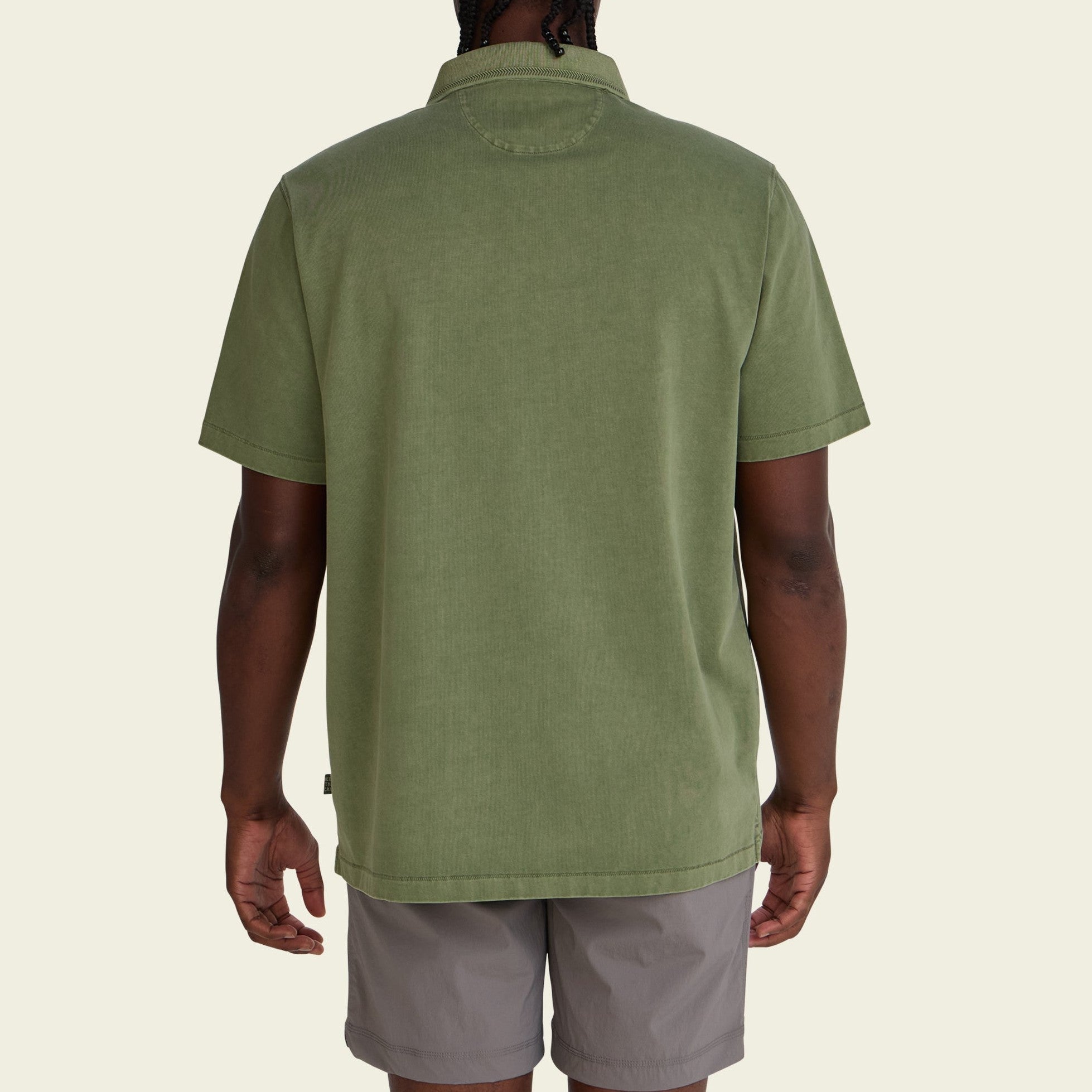 Roper's Clothing solid cotton polo in Jungle, worn on model