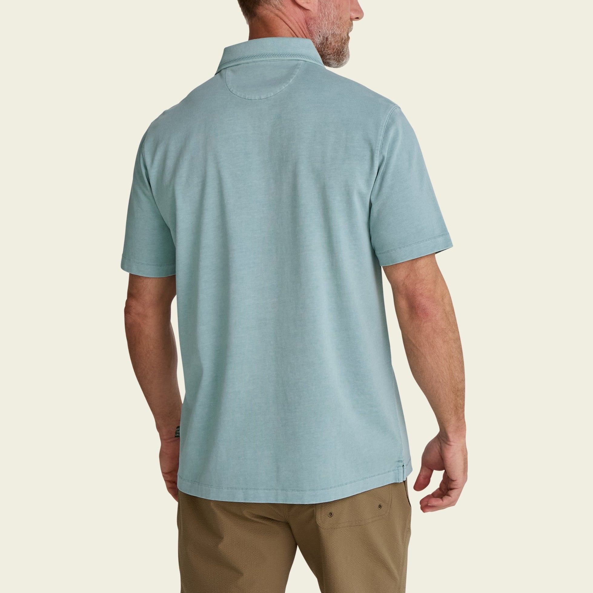 Roper's Clothing solid cotton polo in Riviera Blue, worn on model