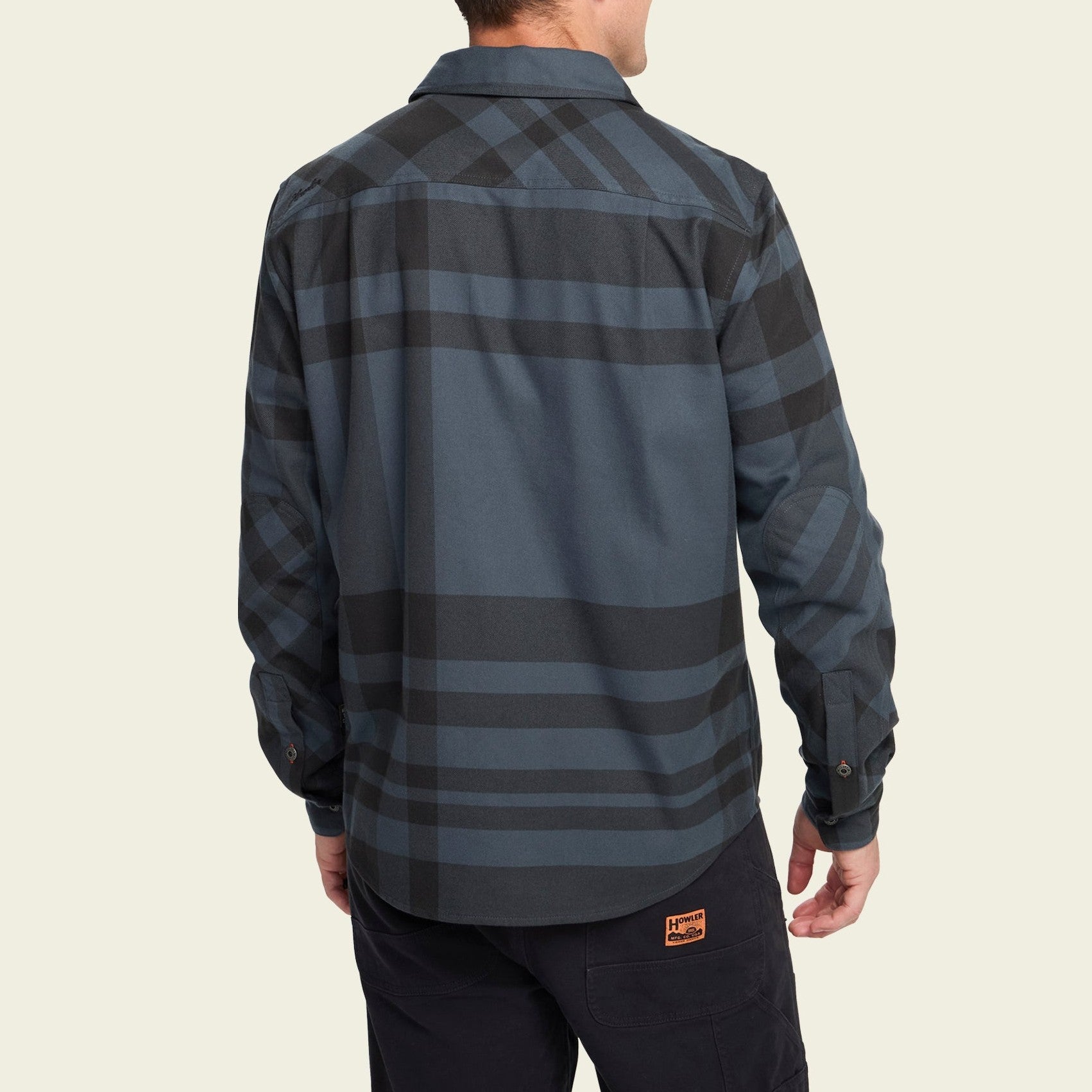 Roper's Clothing plaid flannel shirt in Mega Plaid: Petrol, fabric close-up