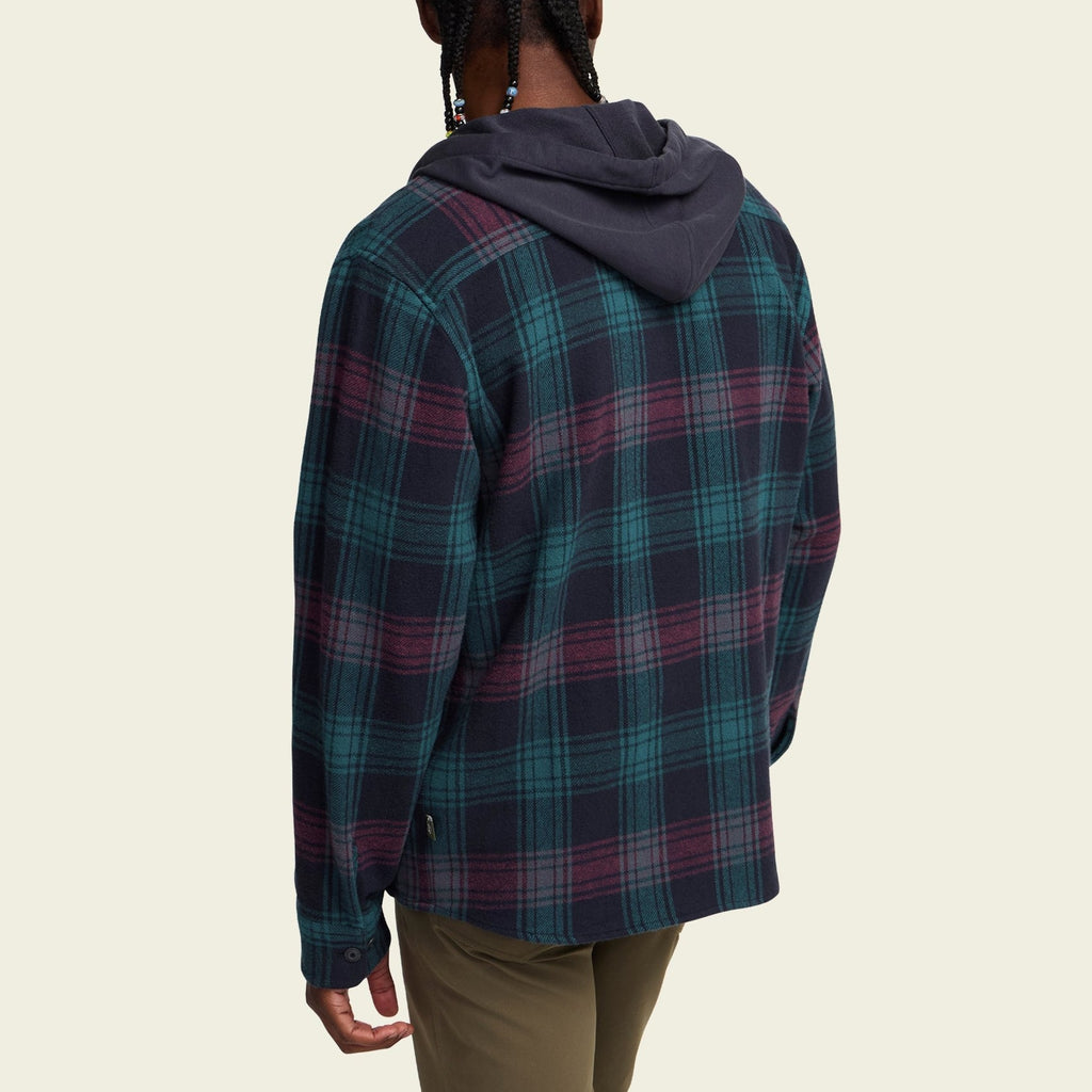 plaid hooded flannel in Mesa Plaid: Midnight, fabric close-up