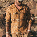 Roper's Clothing floral flannel shirt in Maguey Mirage: Camel, back view