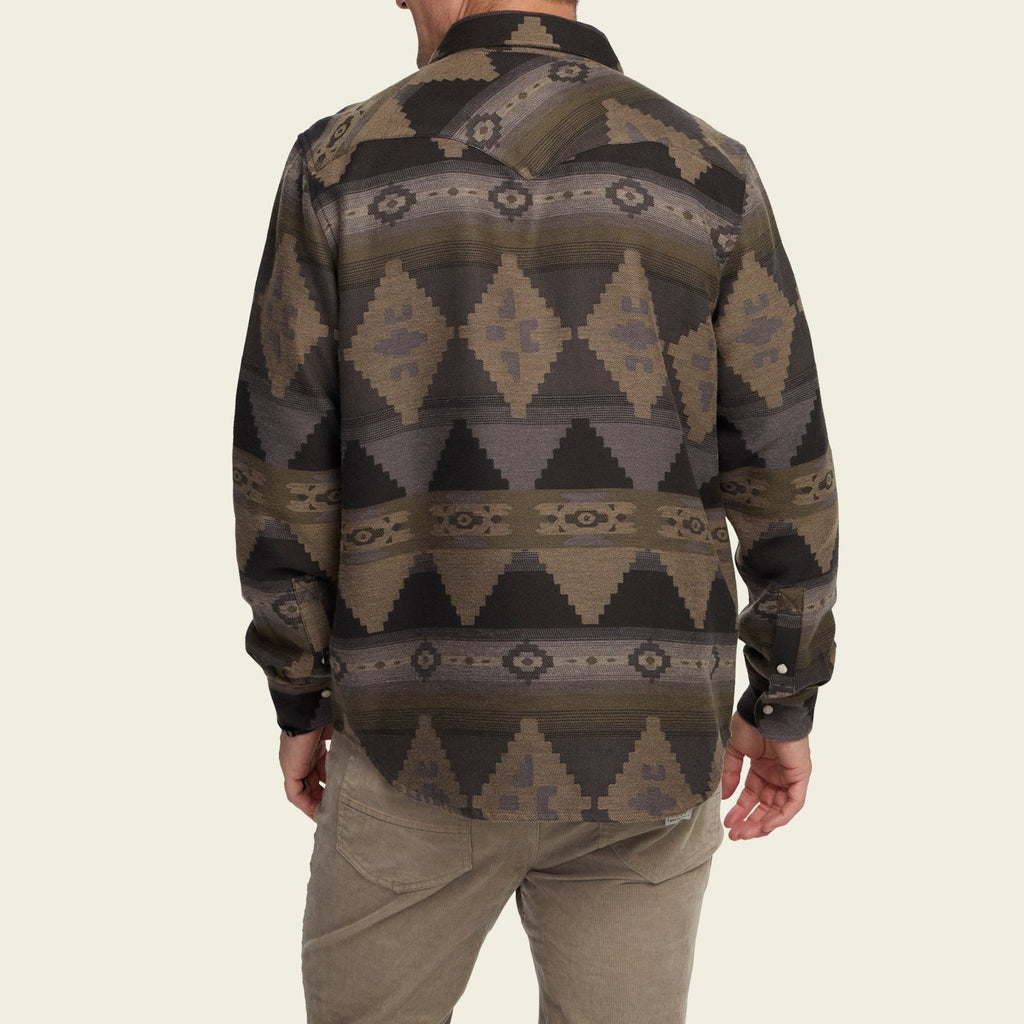 Roper's Clothing print flannel shirt in Mitla Motifs: Dusk, fabric close-up