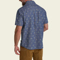 floral cotton pearl snap shirt in Bouquets: Washed Indigo, collar detail