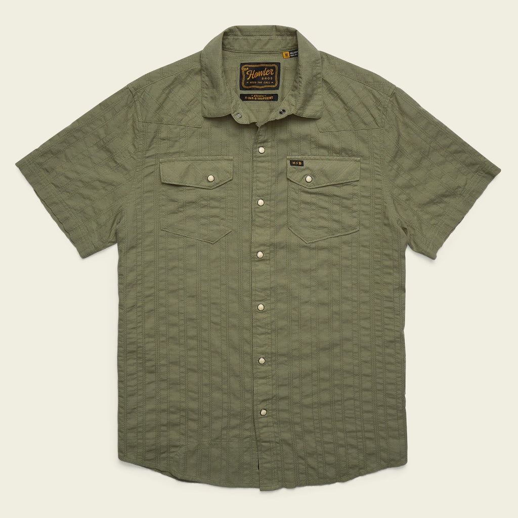 Roper's Clothing stripe cotton pearl snap shirt in Eyelet Stripe: Cadet, front view