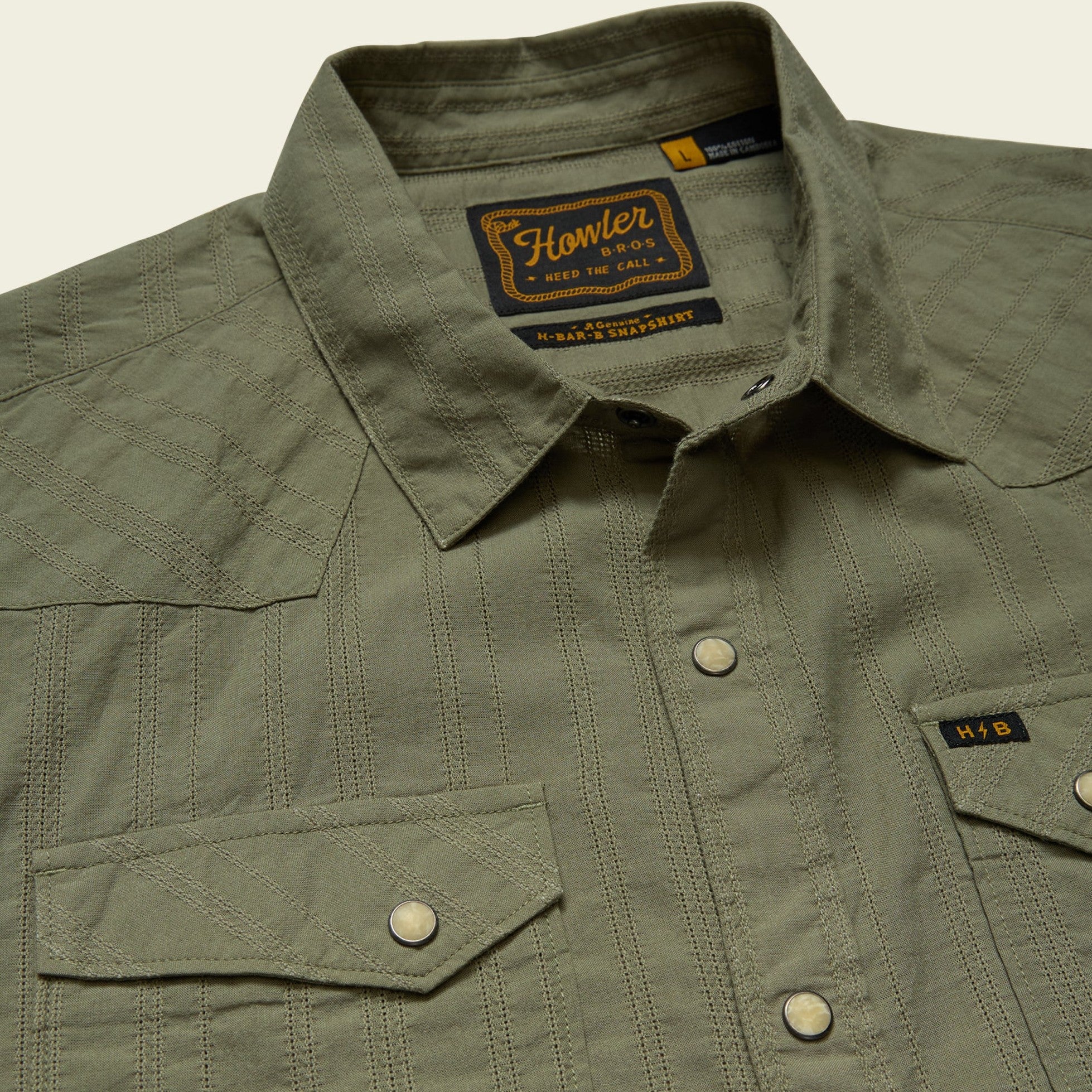 Roper's Clothing stripe cotton pearl snap shirt in Eyelet Stripe: Cadet, worn on model