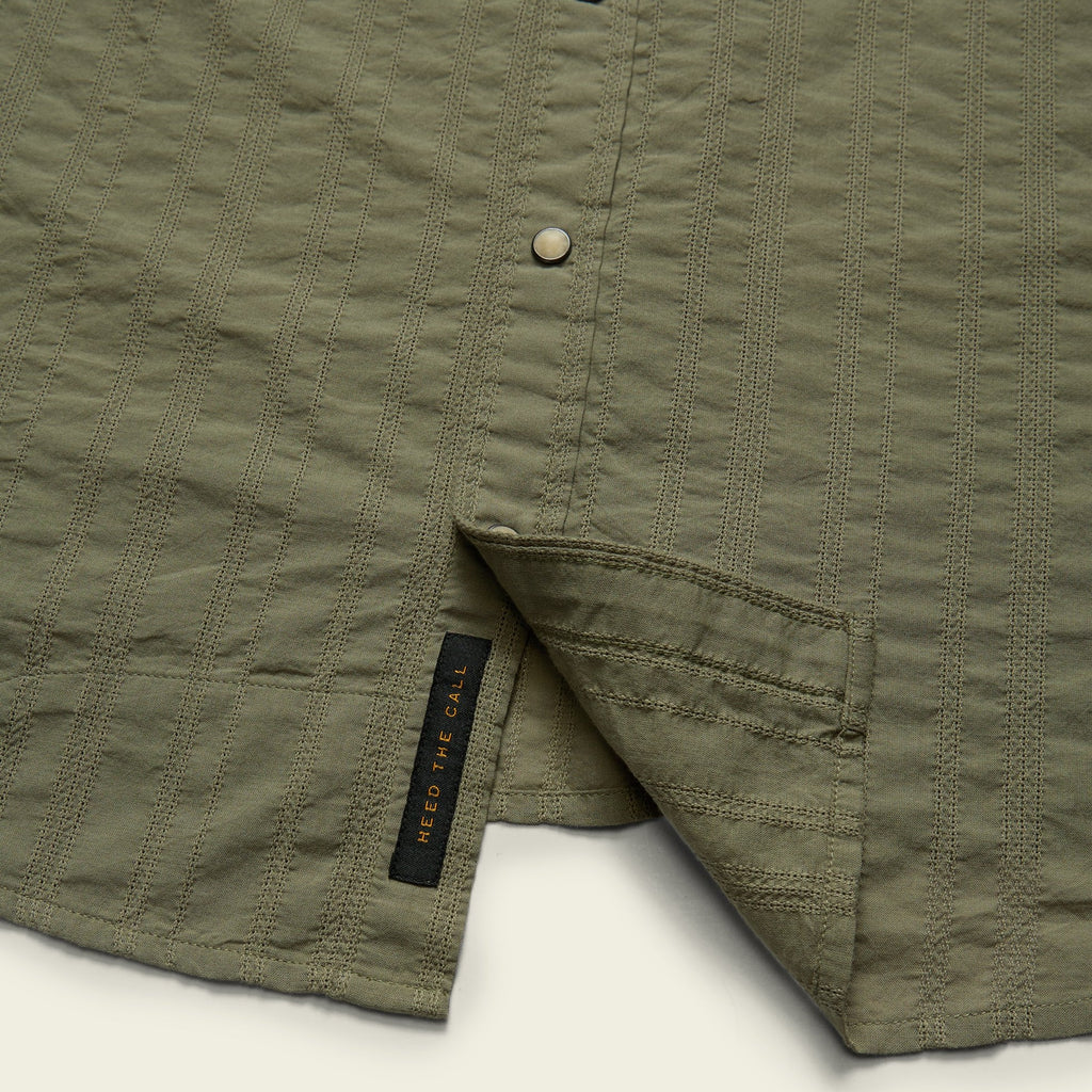 Roper's Clothing stripe cotton pearl snap shirt in Eyelet Stripe: Cadet, chest pocket detail