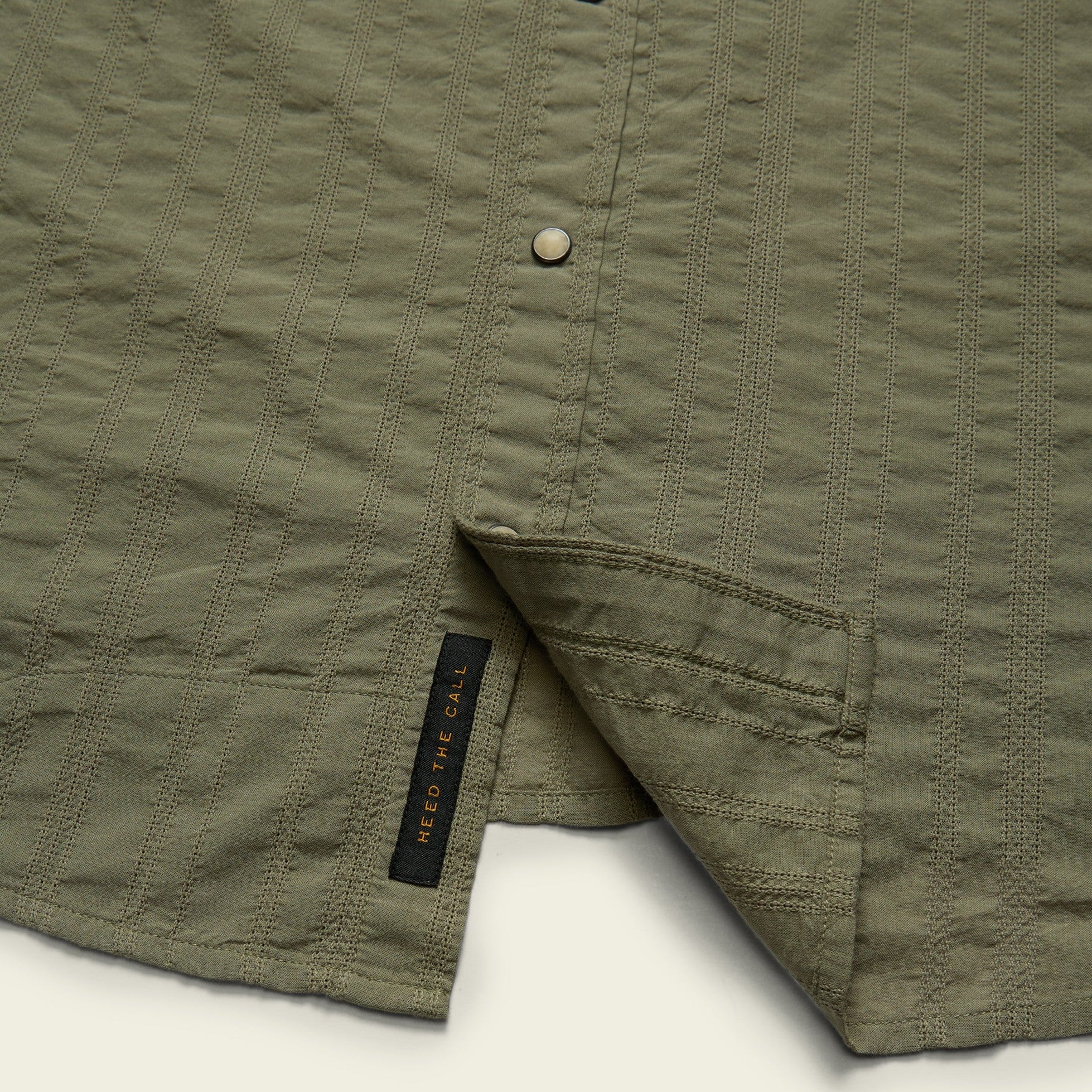 Roper's Clothing stripe cotton pearl snap shirt in Eyelet Stripe: Cadet, chest pocket detail
