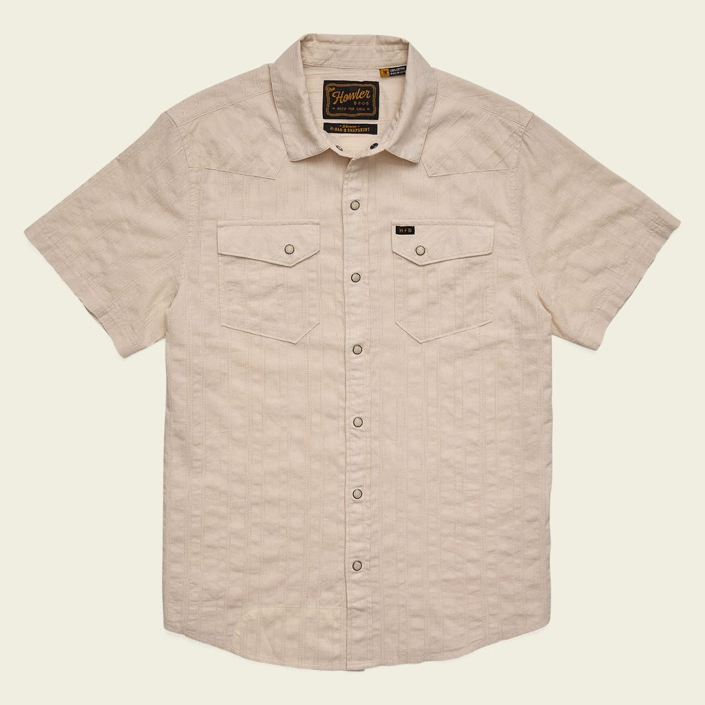 Roper's Clothing stripe cotton pearl snap shirt in Eyelet Stripe: Off White, front view