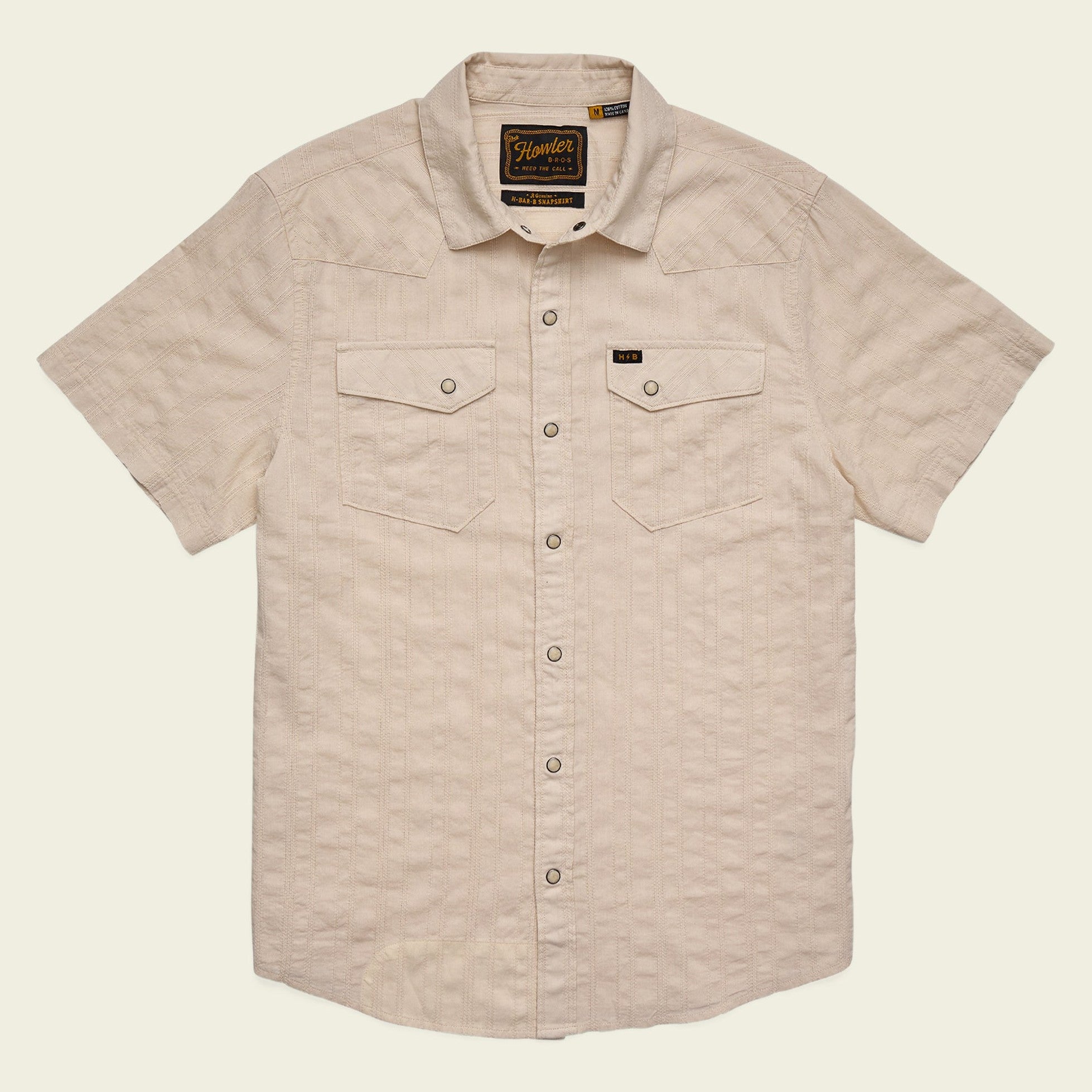 Roper's Clothing stripe cotton pearl snap shirt in Eyelet Stripe: Off White, front view