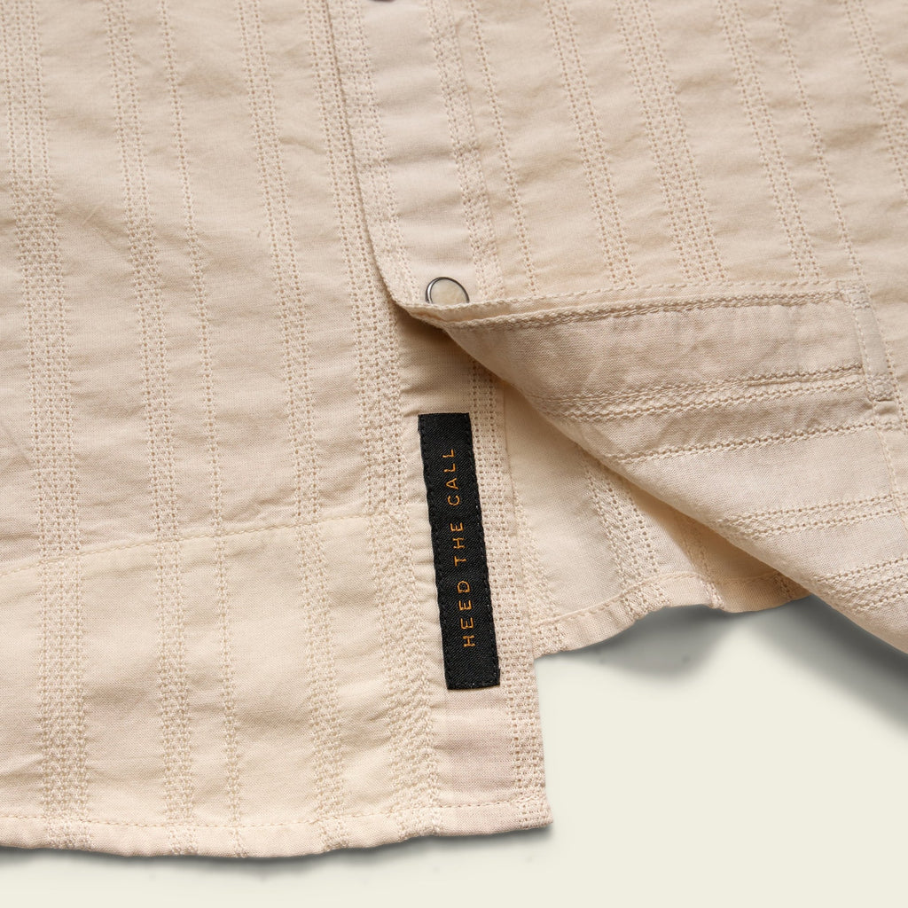 Roper's Clothing stripe cotton pearl snap shirt in Eyelet Stripe: Off White, chest pocket detail