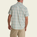 plaid cotton pearl snap shirt in Prairie Plaid: Seafoam, worn on model