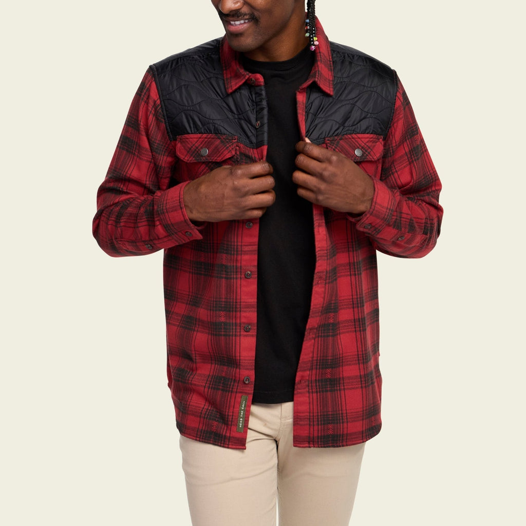 Roper's Clothing plaid flannel shirt jacket in Big Barrett Plaid: Brick Red, cuff and sleeve detail