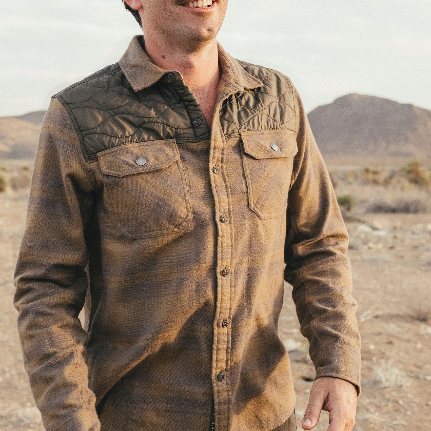 Roper's Clothing plaid flannel shirt jacket in Big Barrett Plaid: Swamp, back view