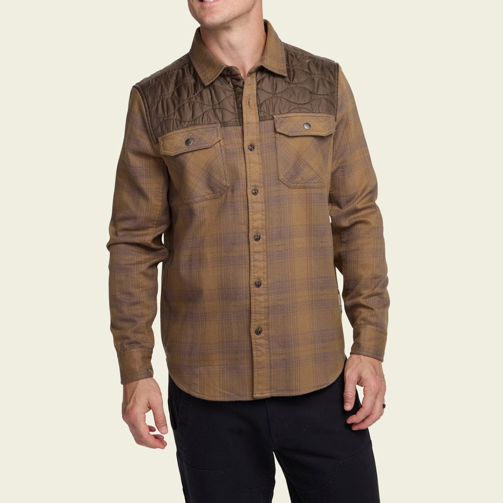 Roper's Clothing plaid flannel shirt jacket in Big Barrett Plaid: Swamp, placket and yoke detail