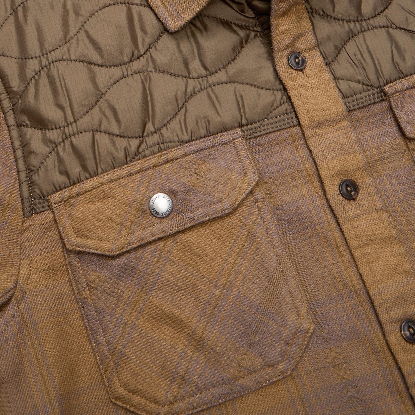 Roper's Clothing plaid flannel shirt jacket in Big Barrett Plaid: Swamp, fabric close-up