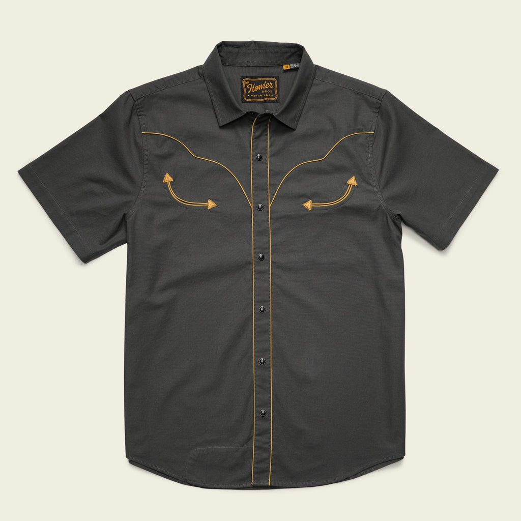 Roper's Clothing solid cotton western snap shirt in Antique Black, front view