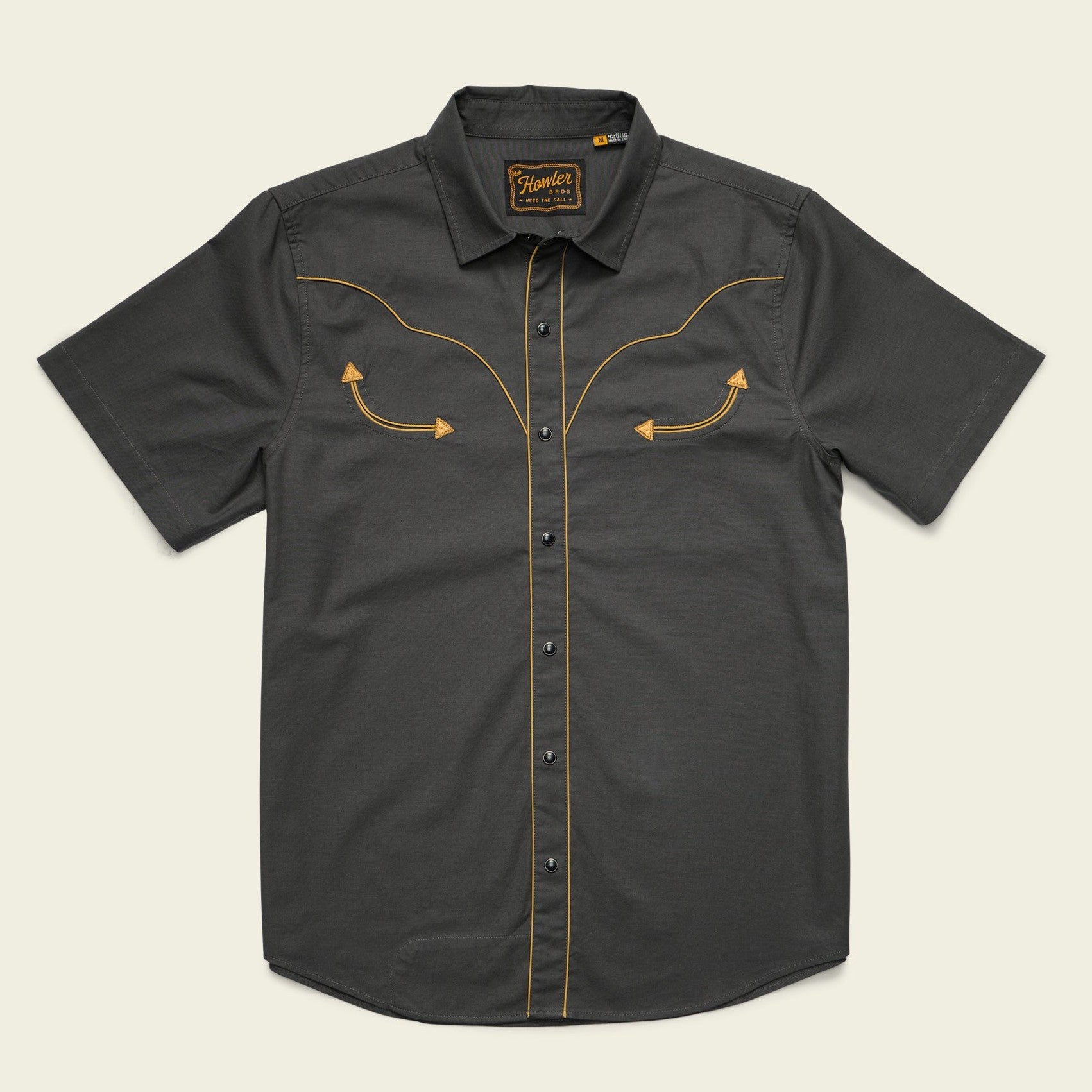 Roper's Clothing solid cotton western snap shirt in Antique Black, front view