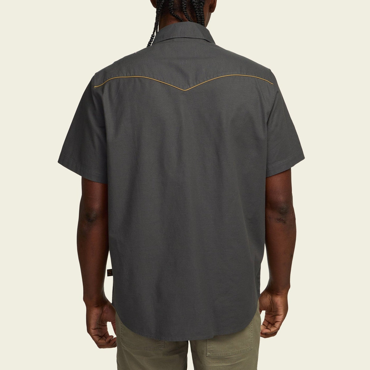 Roper's Clothing solid cotton western snap shirt in Antique Black, fabric close-up