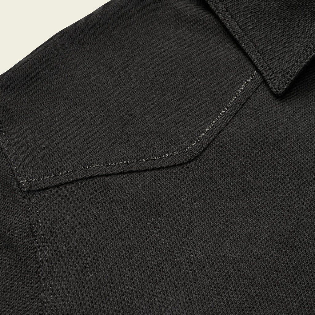 Roper's Clothing solid cotton western polo in Antique Black, placket and yoke detail