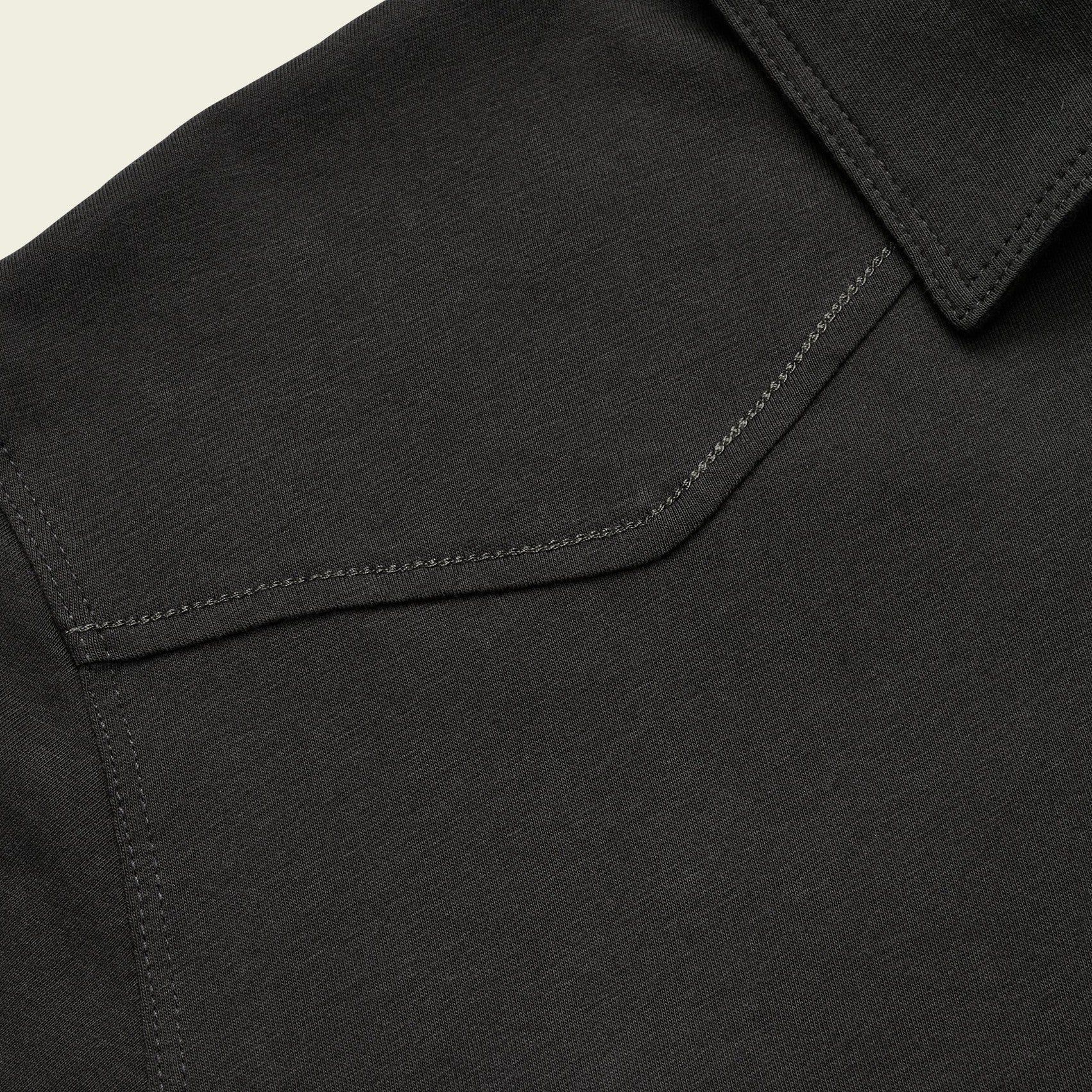 Roper's Clothing solid cotton western polo in Antique Black, placket and yoke detail