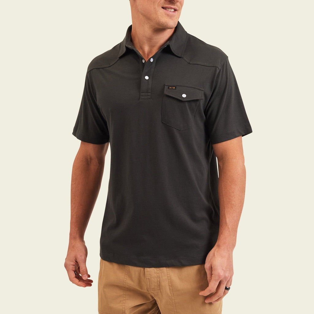 Roper's Clothing solid cotton western polo in Antique Black, cuff and sleeve detail