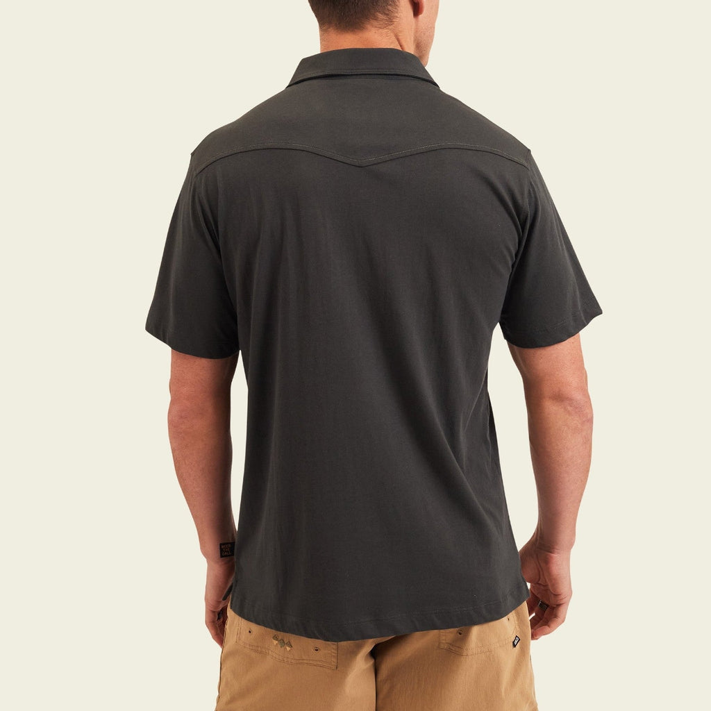 Roper's Clothing solid cotton western polo in Antique Black, fabric close-up