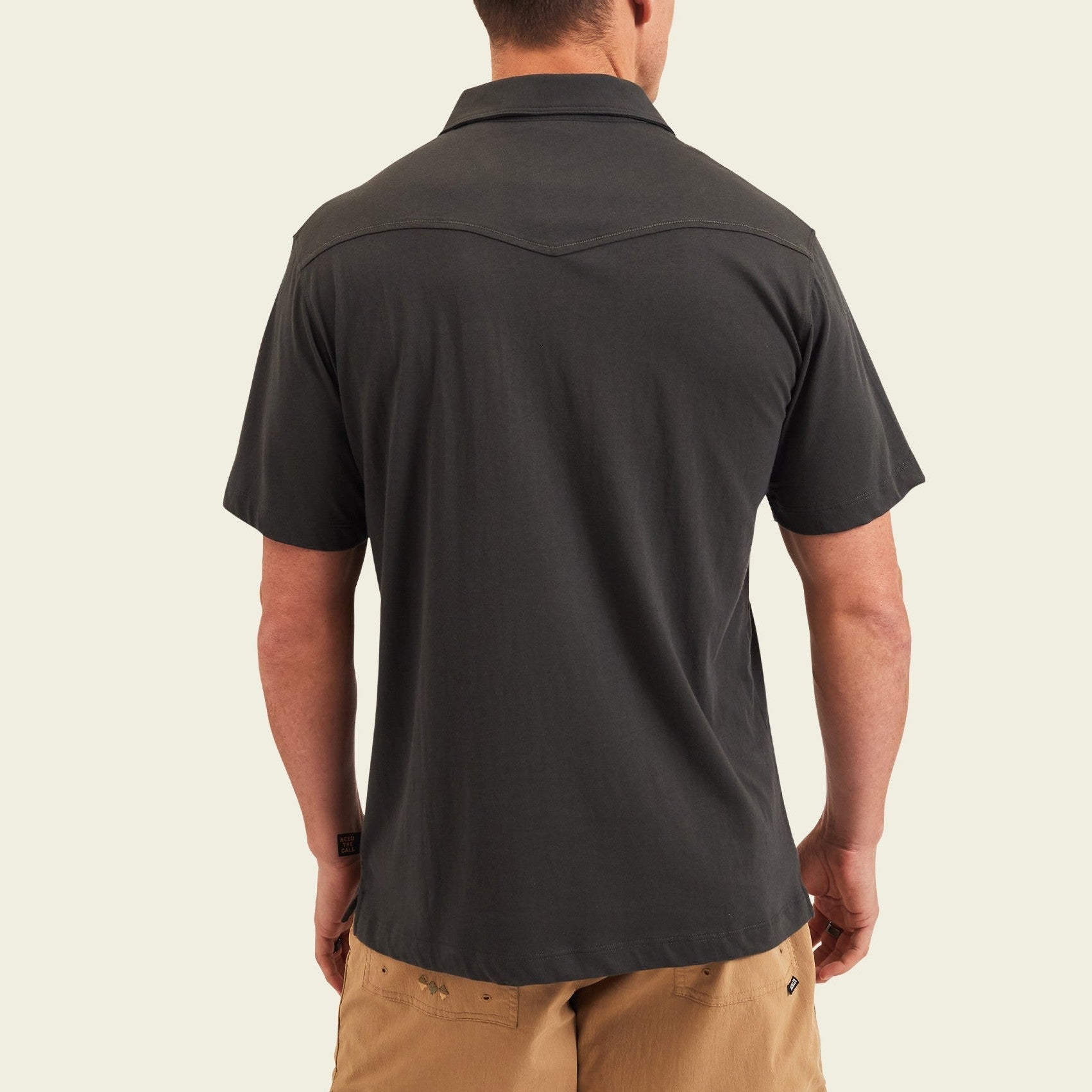 Roper's Clothing solid cotton western polo in Antique Black, fabric close-up