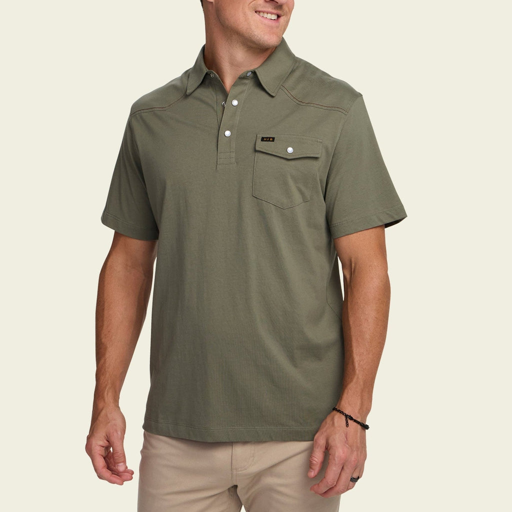 Roper's Clothing solid cotton western polo in Cadet, cuff and sleeve detail