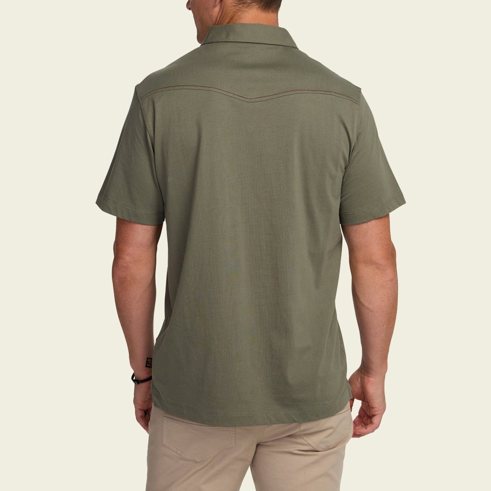 Roper's Clothing solid cotton western polo in Cadet, fabric close-up