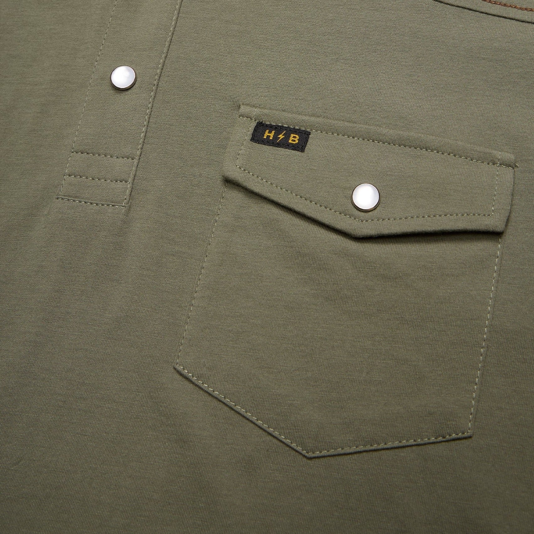 Roper's Clothing solid cotton western polo in Cadet, worn on model